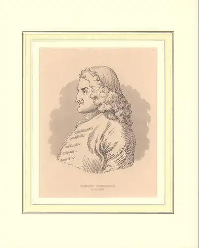 PORTRAIT Henry Fielding. "Aetatis XLVIII". Nach einer Zeichnung von W. Hogarth gestochen. Brustbild en profil nach links, Fielding, Henry