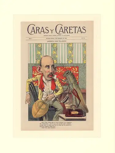 Langosta para Pellegrini. Farblithografie (Titelblatt). Im Stein signiert, Mayol Rubio, Manuel (1865 - 1929), spanisch-argentin. Karikaturist u. Landschaftsmaler