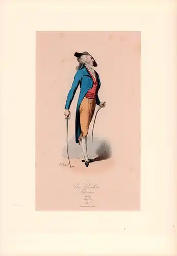 Un Duelliste. Kolorierte Lithographie, Pauquet, Polydore