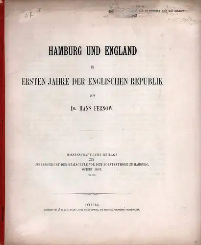 Realschule vor dem Holstenthore zu Hamburg. [Bericht] Ostern 1896 - Ostern 1897. 