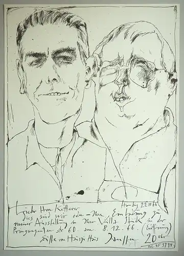 Lieber Herr Ketterer, dies sind wir ... Plakat in Zinkografie auf dünnem Papier, Janssen, Horst (1929-1995)