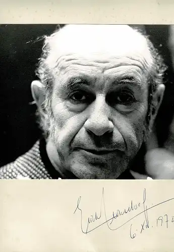 PORTRAIT Erich Leinsdorf. Schwarz-Weiss-Fotografie von Henry Klein. Kopfbild en face. Mit Autogramm, datiert 6.VII.1970, Leinsdorf, Erich