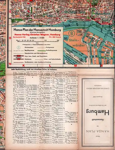 Neuer Hansa-Plan der Hansestadt Hamburg mit Straßenverzeichnis. Ausgabe 1946. 776.-800. Tsd. 