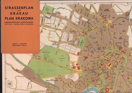 Straßenplan von Krakau  Plan Krakowa. Straßenverzeichnis - Umgebungskarte / Spis ulic,  Marka okolic Krakowa. 