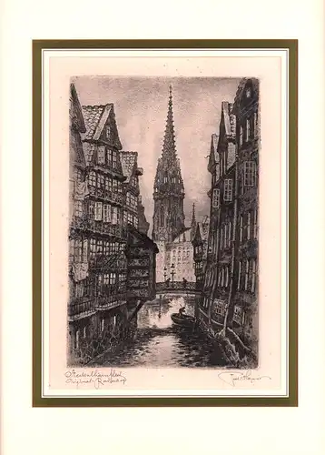 Steckelhörnfleet. Original-Kaltnadelradierung, Höpner, Ferdinand