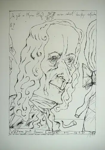 Voltaire grüßt Hermann Laatzen am 10.1.67. Zinkätzung, Janssen, Horst