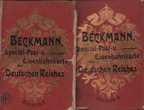 Beckmann, Otto: Special-Post- und Eisenbahnkarte des Deutschen Reiches. Bearb. von Otto Beckmann. Rev. von Gustav Müller. SECTION 1, 3 und 4 (von 4). 