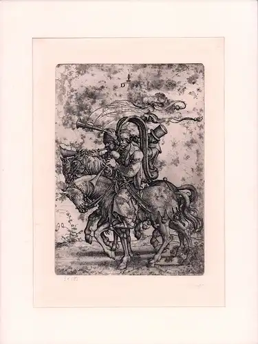 Drei Orientalische Reiter mit Oboen und Trompete. Limitierter, autorisierter Nachdruck der Radierung, Hopfer, Daniel