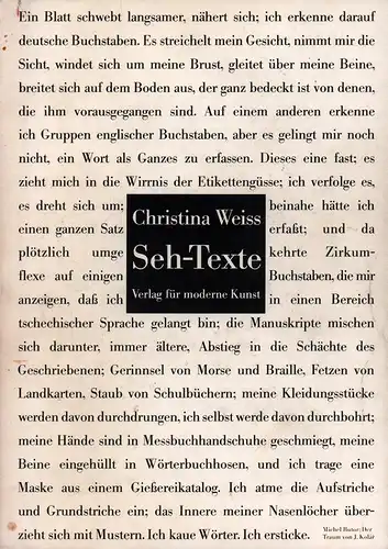 Weiss, Christina: Seh-Texte. 