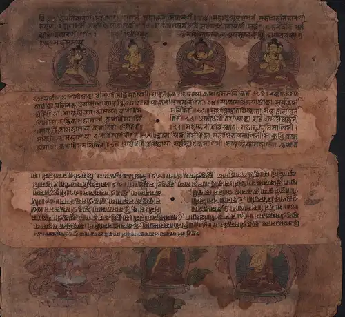 Tibetanischer Gebetsfächer. Einzelblätter, beidseitig handbeschriebenen. 