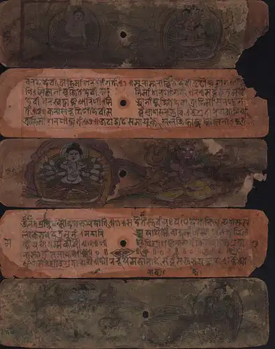 Tibetanischer Gebetsfächer. 5 lose Blätter. [Fragment]