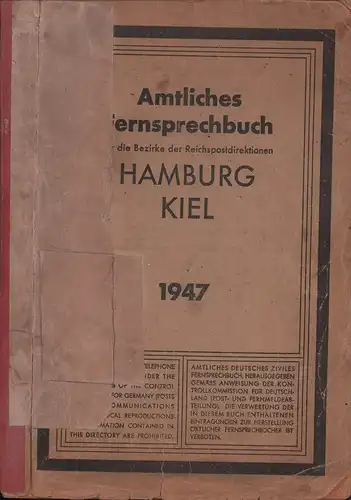 Hamburger Adressbuch 1965. AUSGABE 174. BAND 1 (von 3) apart: ALLGEMEINES, Behörden, Vereine, Branchen. Anschriften- und Nachschlagewerk der Freien und Hansestadt Hamburg mit Hamburger Branchen-Adreßbuch. 