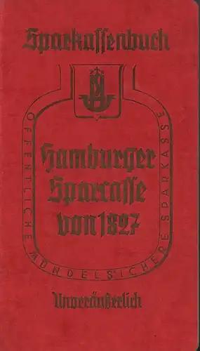 Sparkassenbuch Hamburger Sparkasse von 1827. Bezirkstelle Adolphplatz 2