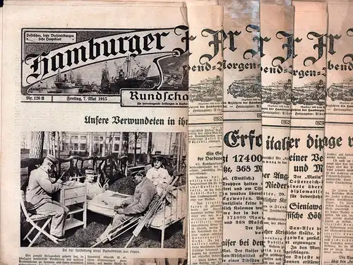 Hamburger Fremdenblatt Mai 1915. 87. JG. 2. Vierteljahr. Klein-Konvolut von 6 Ausgaben. 