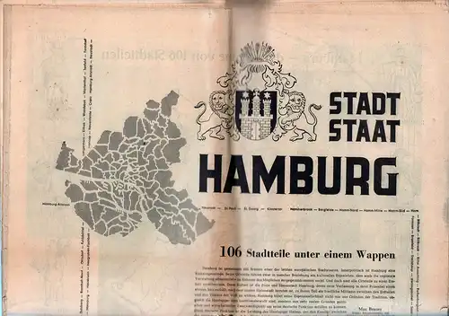 Stadtstaat Hamburg. 106 Stadtteile unter einem Wappen. [Sonderausgabe der Tageszeitung "Die Welt"]: Ausgabe Nr. 135, Sonnabend 14. Juni 1952. 