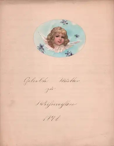 Geliebte Mutter zu Weihnachten 1898. Schmuckblatt mit handgeschriebenem Text. 