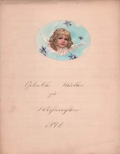 Geliebte Mutter zu Weihnachten 1898. Schmuckblatt mit handgeschriebenem Text