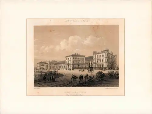 West-Bahn-Hof (Vor der Mariahilfer Linie);. Lithographie mit Tonplatte, Ansicht aus der Natur. Lith. v. [J.V.] Waage