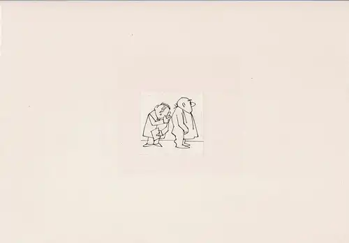 Karikaturzeichnung ohne Titel aus einer kleinen Doodle-Folge: Perkussion, oder: anamnestisches Anklopfen. Original-Federzeichnung, Tusche auf Papier, Flora, Paul (1922-2009)