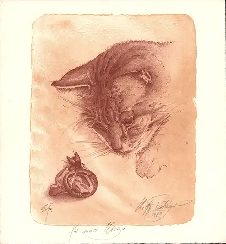 Für mein Miezi. Original-Lithographie