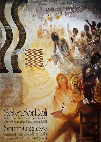 Ausstellungsplakat Salvador Dali. Bilder, Gouachen, Zeichnungen, Skulpturen. Sammlung Levy, Dalí, Salvador