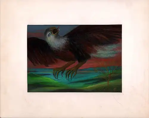 Adler. Pastell. Monogrammiert, verso Titel, Bezeichn. u. Widmung, Hévizi, Éva