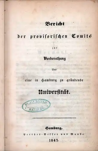 Sammelband zur Schulbildung in Hamburg. Konvolut von 9 Schriften in 1 Band. 