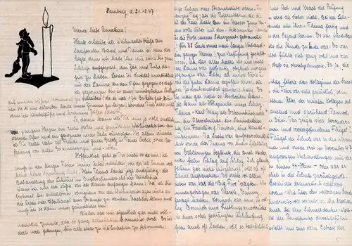 Anonym: Handschriftlicher Brief einer jungen Hamburger Referendarin an eine Freundin. 