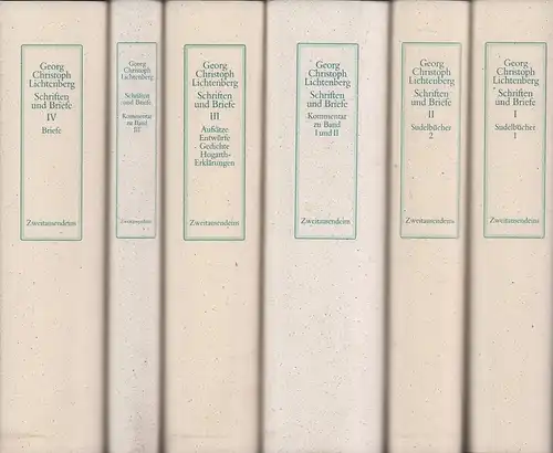 Lichtenberg, Georg Christoph: Schriften und Briefe. 6 Bde. (= komplett). (Lizenzausgabe, 6. Aufl.). Hrsg. v. Wolfgang Promies. 