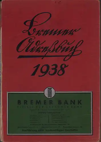 Bremer Adressbuch 1938. Neue Folge / JG. 64. 