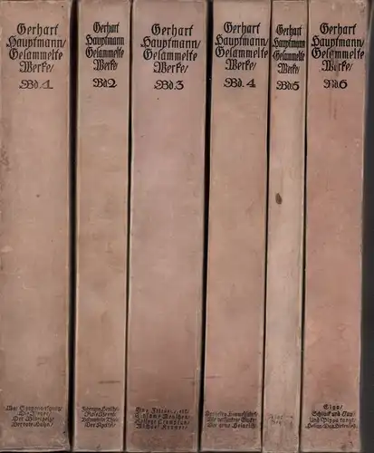 Hauptmann, Gerhart: Gesammelte Werke in sechs Bänden. (2. Aufl.). 6 Bde. (= komplett). 