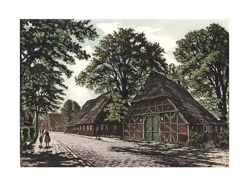 Moorkate, Hamburg-Rissen. Handkolorierte Original-Radierung, Adler, Richard
