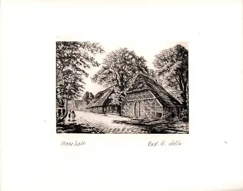 Moorkate, Hamburg-Rissen. Einfarbige Original-Radierung, Adler, Richard