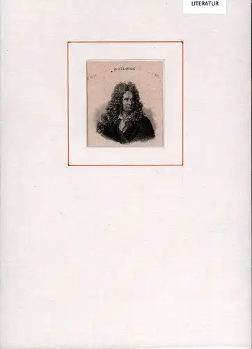 PORTRAIT Nicolas Boileau. (1636 in Paris - 1711 ebenda), französischer Schriftsteller. Schulterstück im Dreiviertelprofil. Stahlstich, Boileau, Nicolas