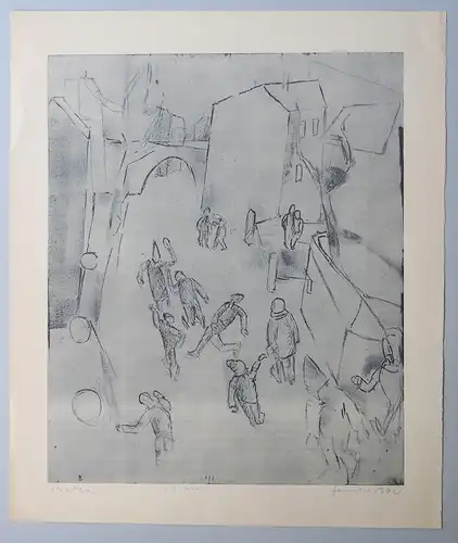 Zander, Rolf: Winterlager. Radierung auf Büttenpapier. Probedruck. 