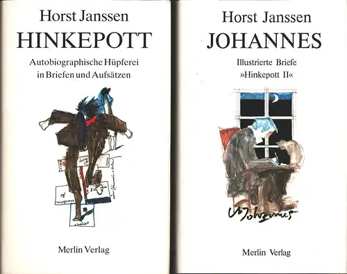 Janssen, Horst: Hinkepott I & II. [1] Hinkepott. Autobiographische Hüpferei in Briefen und Aufsätzen, Band 1.   [2] Johannes. Illustrierte Briefe   "Hinkepott.. 