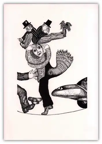 Fast schon geflügelt. Federzeichnung. Offset-Litho, Ungeheuer, Natascha