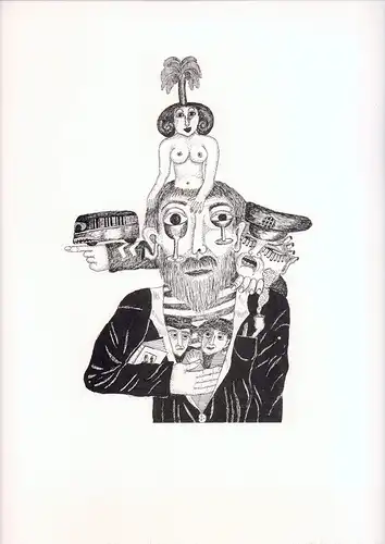 Die Polizei ist hinter ihm her. Federzeichnung. Offset-Litho, Ungeheuer, Natascha