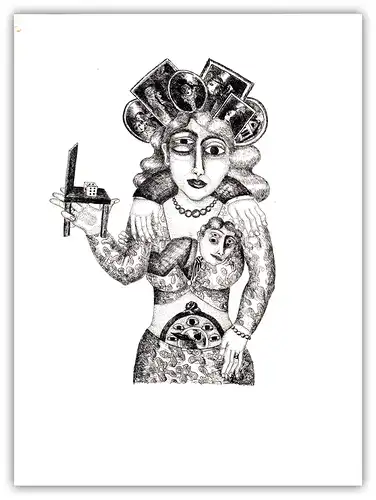 Verlobung. Federzeichnung. Offset-Litho auf Büttenpapier, Ungeheuer, Natascha