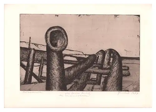 Strandgut. Braungetönte Original-Radierung (Probedruck), Zander, Rolf