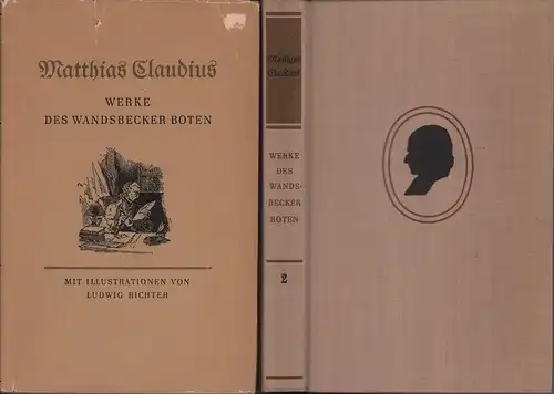 Claudius, Hermann: Werke des Wandsbecker Boten. Erster (und Zweiter) Band. Mit Zeichn. von Ludwig Richter. Hrsg. und erläut. von Günter Albrecht. 2 Bde. 