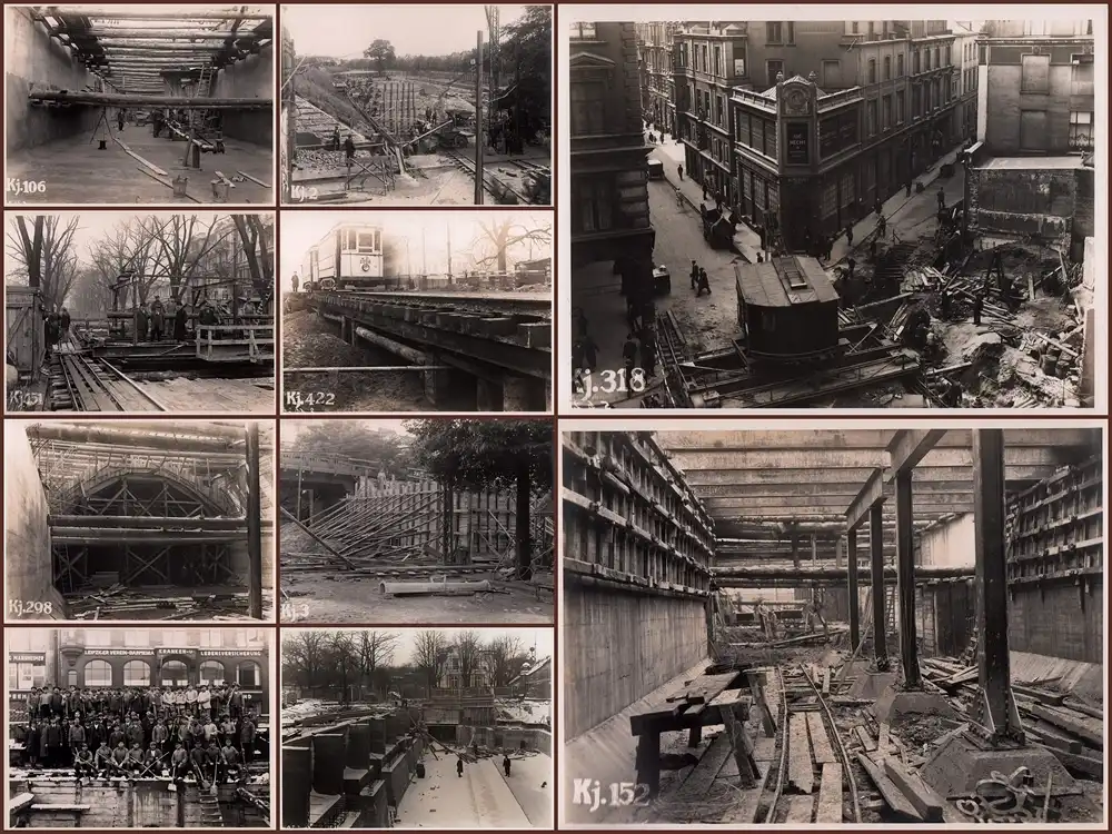 Bau der U-Bahn Stephansplatz. Privates Fotoalbum mit 44 Original-Schwarz-Weiß-Fotografien, Hamburger Hochbahn Aktiengesellschaft 0