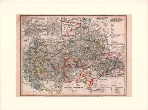 Gross-Herzogthum Sachsen-Weimar und Eisenach 1849. Entw. u. gez. von Carl Hoeckner. Grenzkolorierter Stahlstich