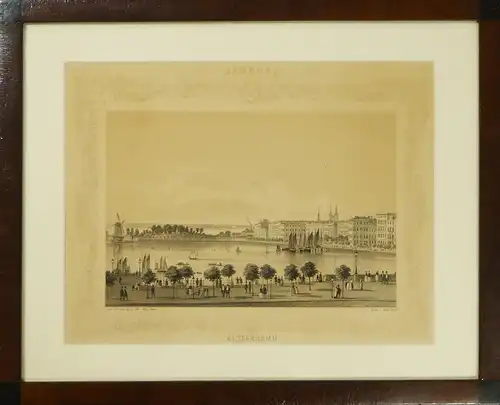 Alsterdamm. Doppeltondruck nach der Natur gez. und lith. v. Wilhelm Heuer, Heuer, Wilhelm