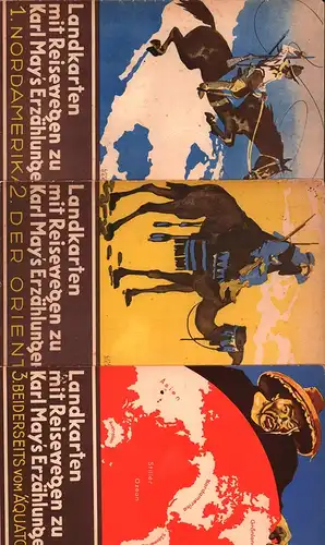 Landkarten mit Reisewegen zu Karl May's Erzählungen. (2. Aufl.). 3 Teile (= komplett). 