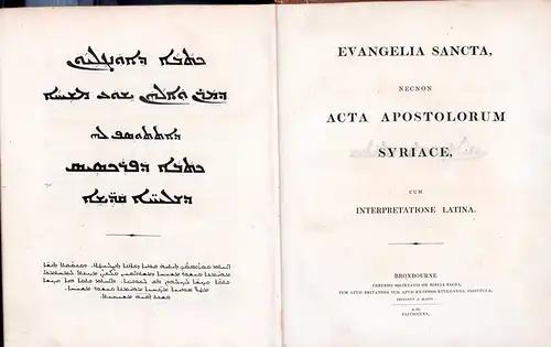 Evangelia sancta, necnon acta apostolorum syriace: cum interpretatione latina, impressit  R. Watts. (Hrsg. v. Claudius Buchanan). 