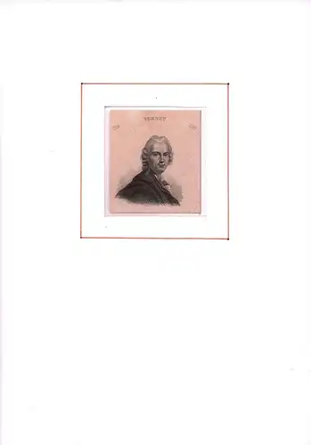 PORTRAIT Claude Joseph Vernet. (1714 Avignon - 1789 Paris. Maler). Brustbild im Dreiviertelprofil. Stahlstich, Vernet, Claude Joseph