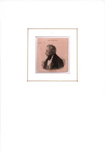 PORTRAIT Alfred de Vigny. (1798 [recte: 1797] Loches - 1863 Paris. Schriftsteller). Brustbild en profil. Stahlstich, Vigny, Alfred de
