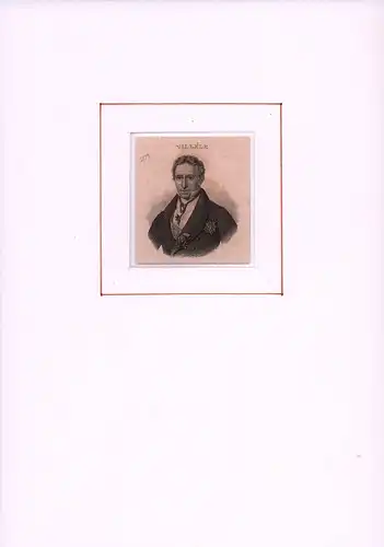 PORTRAIT Jean Baptiste de Villèle. (1773 Toulouse - 1854 ebenda. Staatsmann). Brustbild im Dreiviertelprofil. Stahlstich, Villèle, Jean Baptiste de