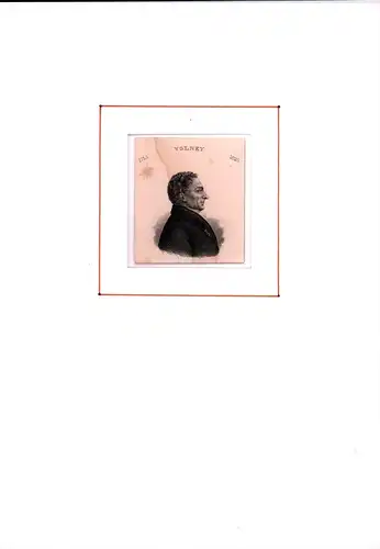 PORTRAIT Constantin Francois Volney. (1757 Craon, Anjou - 1820 Paris. Sprachwissenschaftler). Brustbild en profil. Stahlstich, Volney, Constantin Francois